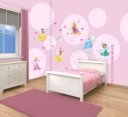 Παιδικά αυτοκόλλητα τοίχου Walltastic Disney Princess Decor Kit (81 Room Stickers)