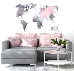 Watercolor Map Gray & Pink- Stick870